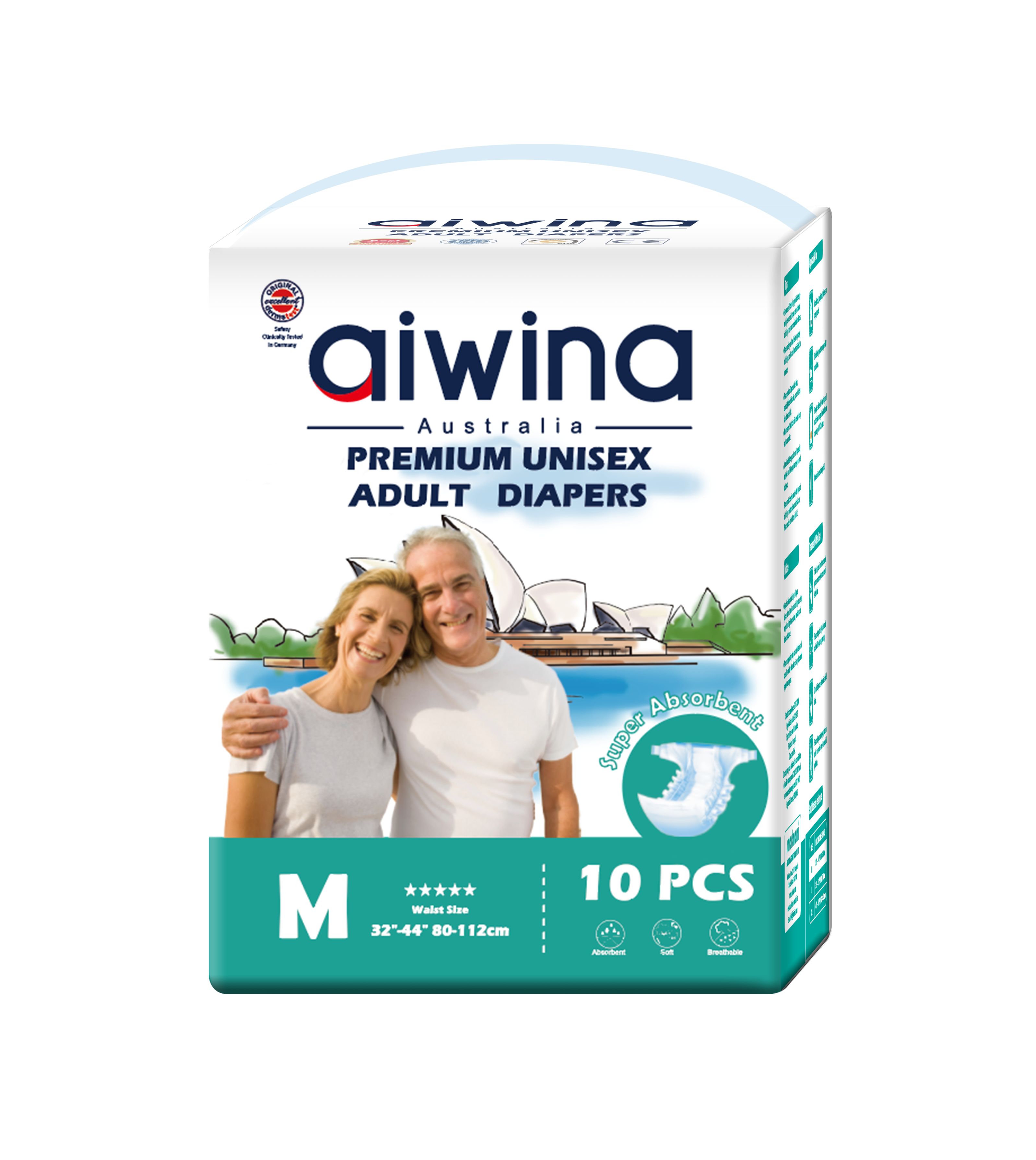 Aiwina Premium Unisex Adult Diapers Super Absorbency - 10 Pcs