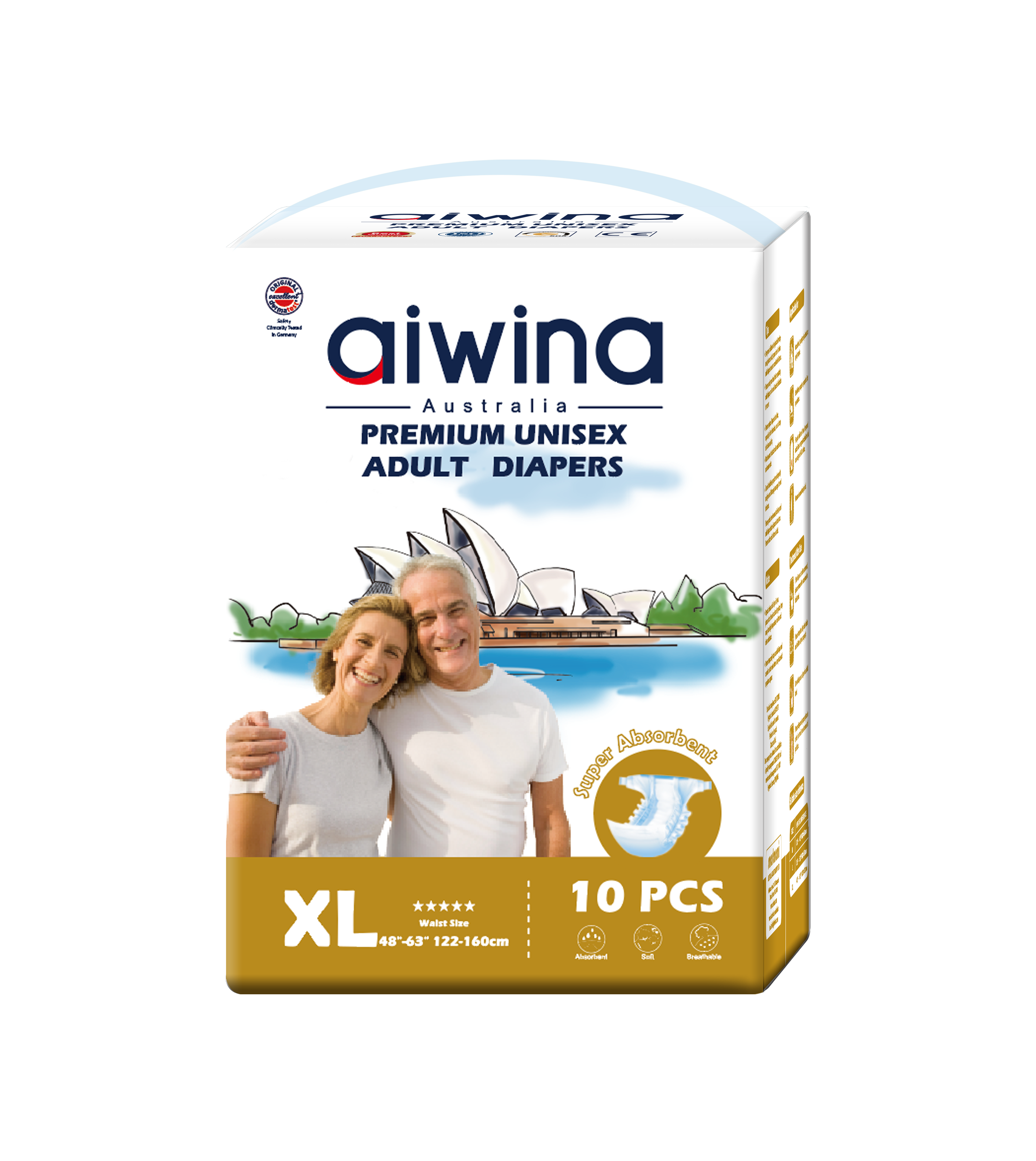 Aiwina Premium Unisex Adult Diapers Super Absorbency - 10 Pcs