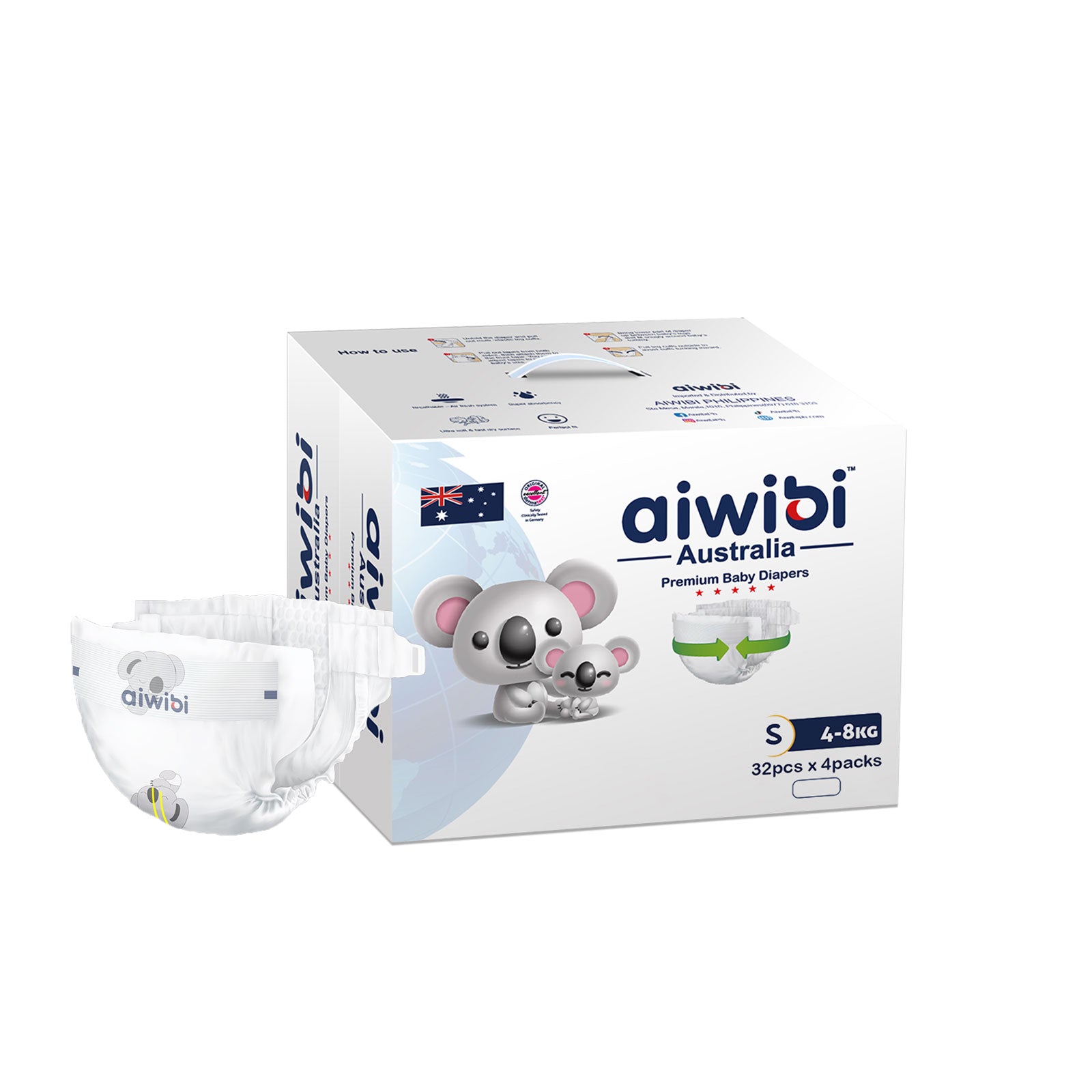 Aiwibi Super Soft Baby Tape Diapers（S-XL）disposable diaper Soft and breathable