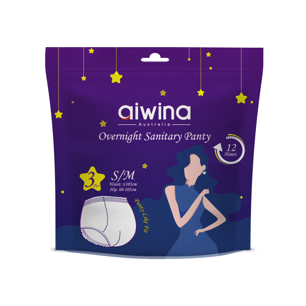 Aiwina Sanitary Pantys Disposable Menstrual Pants 3 Pcs Ultra-thin Breathable Menstrual Panties