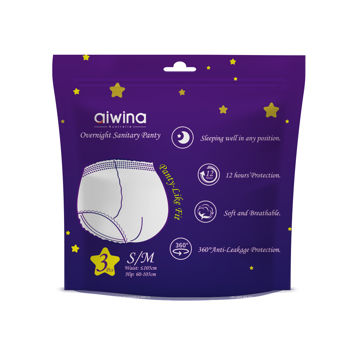 Aiwina Sanitary Pantys Disposable Menstrual Pants 3 Pcs Ultra-thin Breathable Menstrual Panties