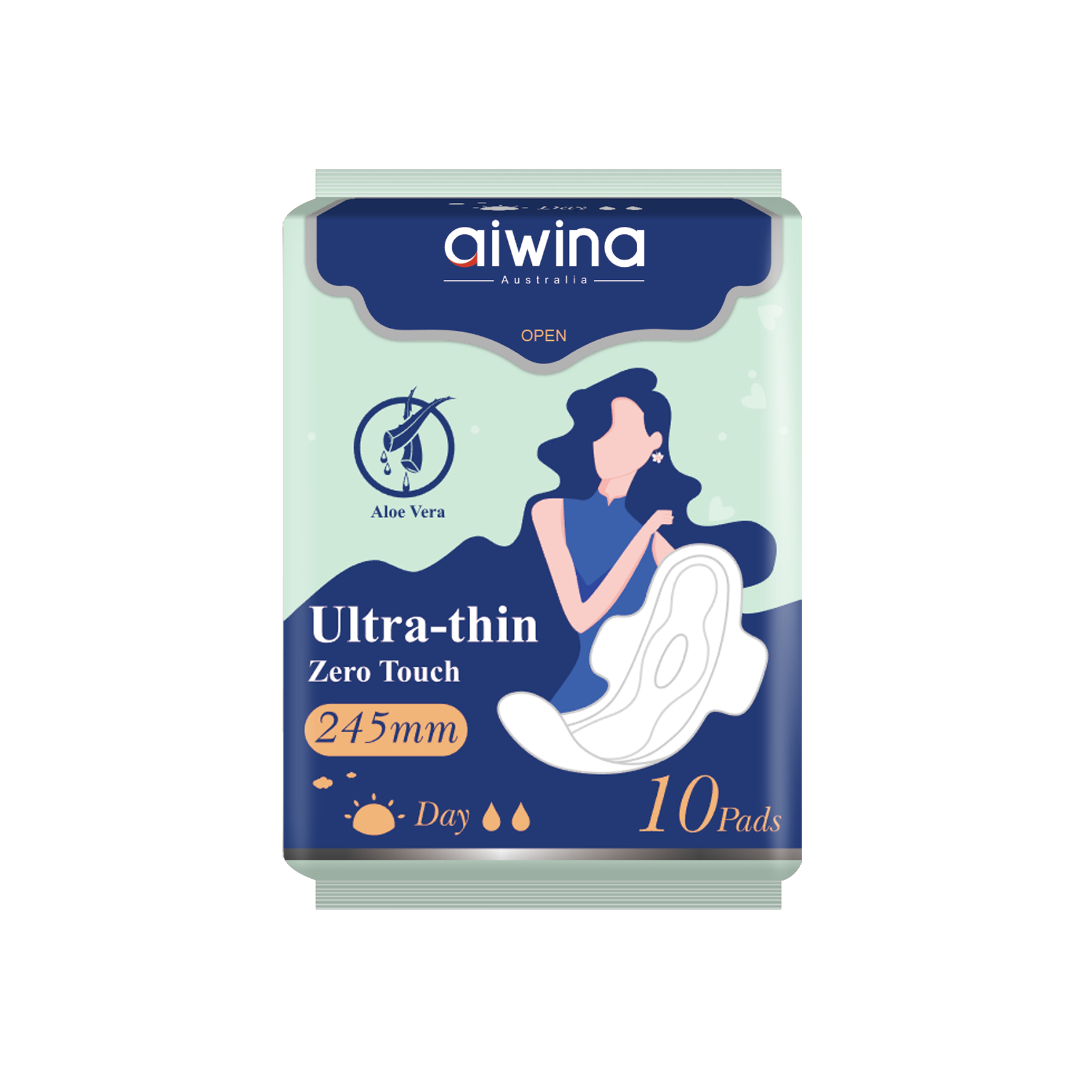 Aiwina Ultra Thin Sanitary Napkins Long Super Absorbency Feminine Pads with Wings