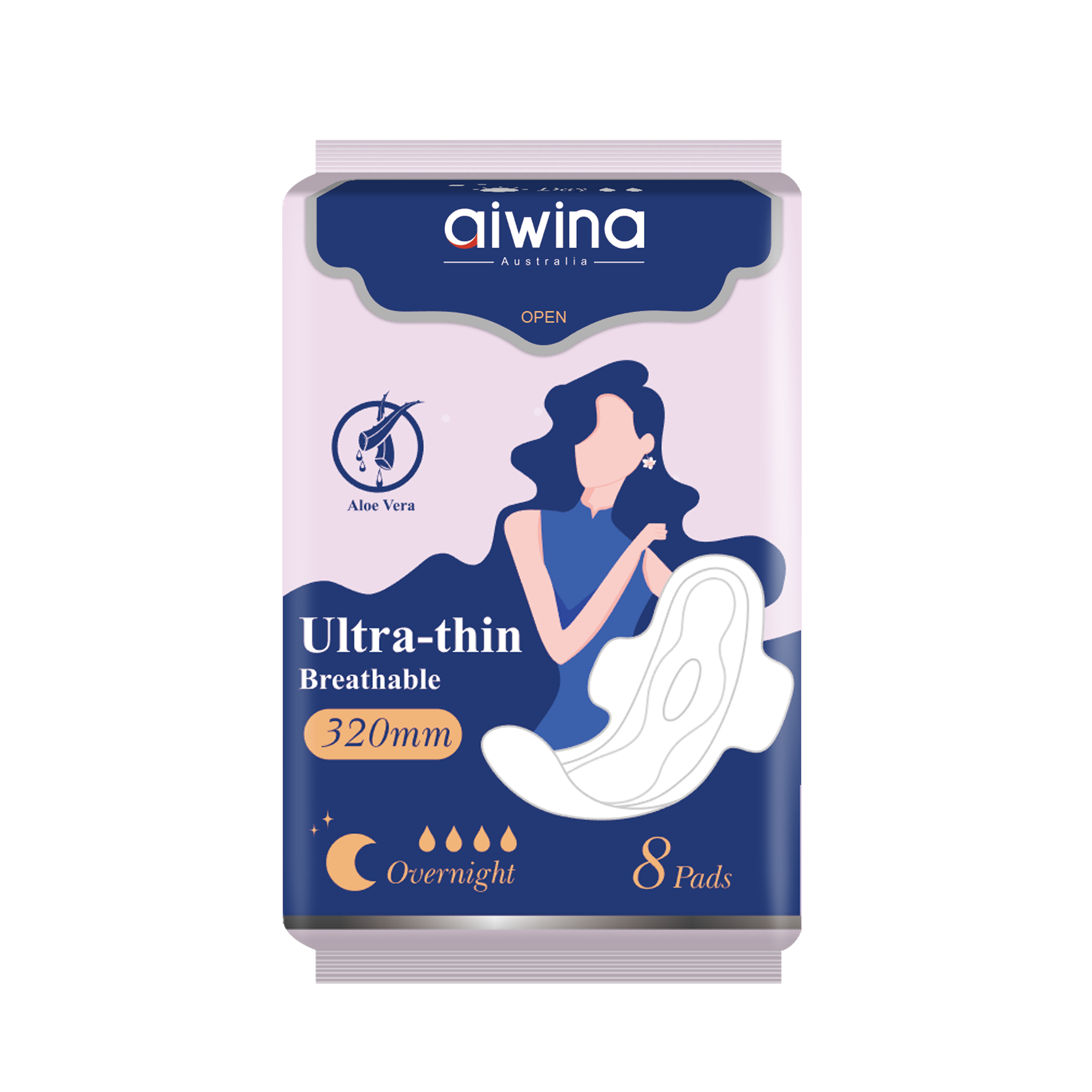 Aiwina Ultra Soft Sanitary Napkins Overnight Feminine Pads Heavy Absorbency with Wings