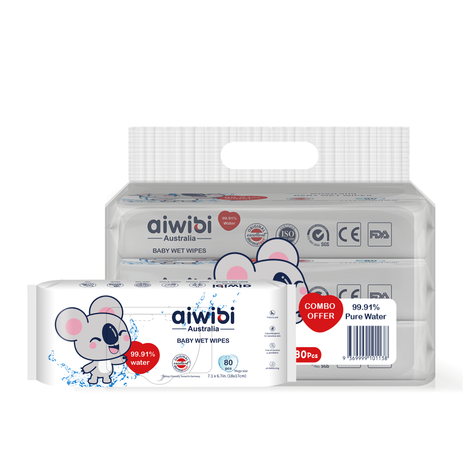 99.91% Pure Water Wipes 80Pcs