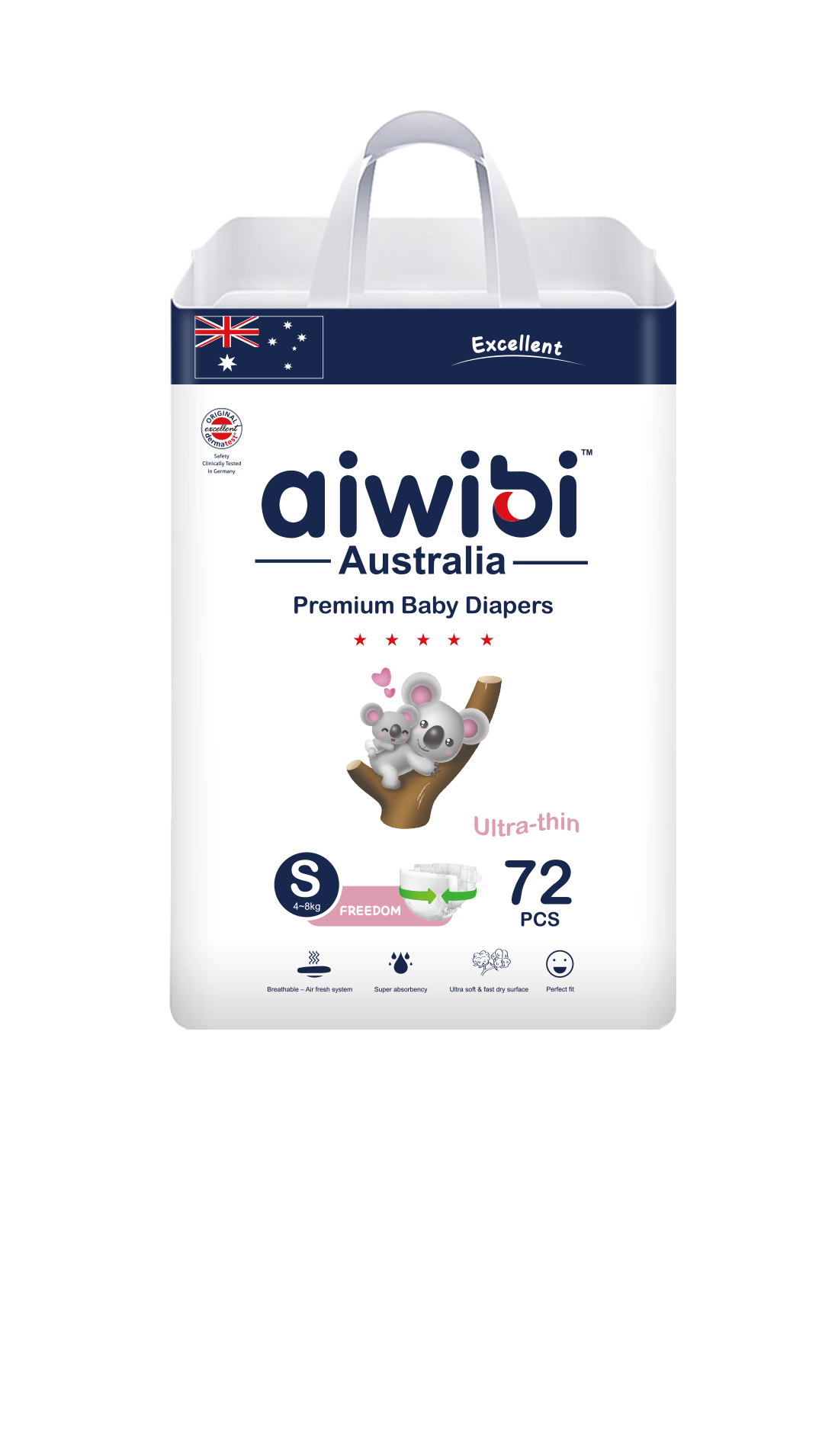 Aiwibi Super Soft Baby Tape Diapers（S-XL）disposable diaper Soft and breathable