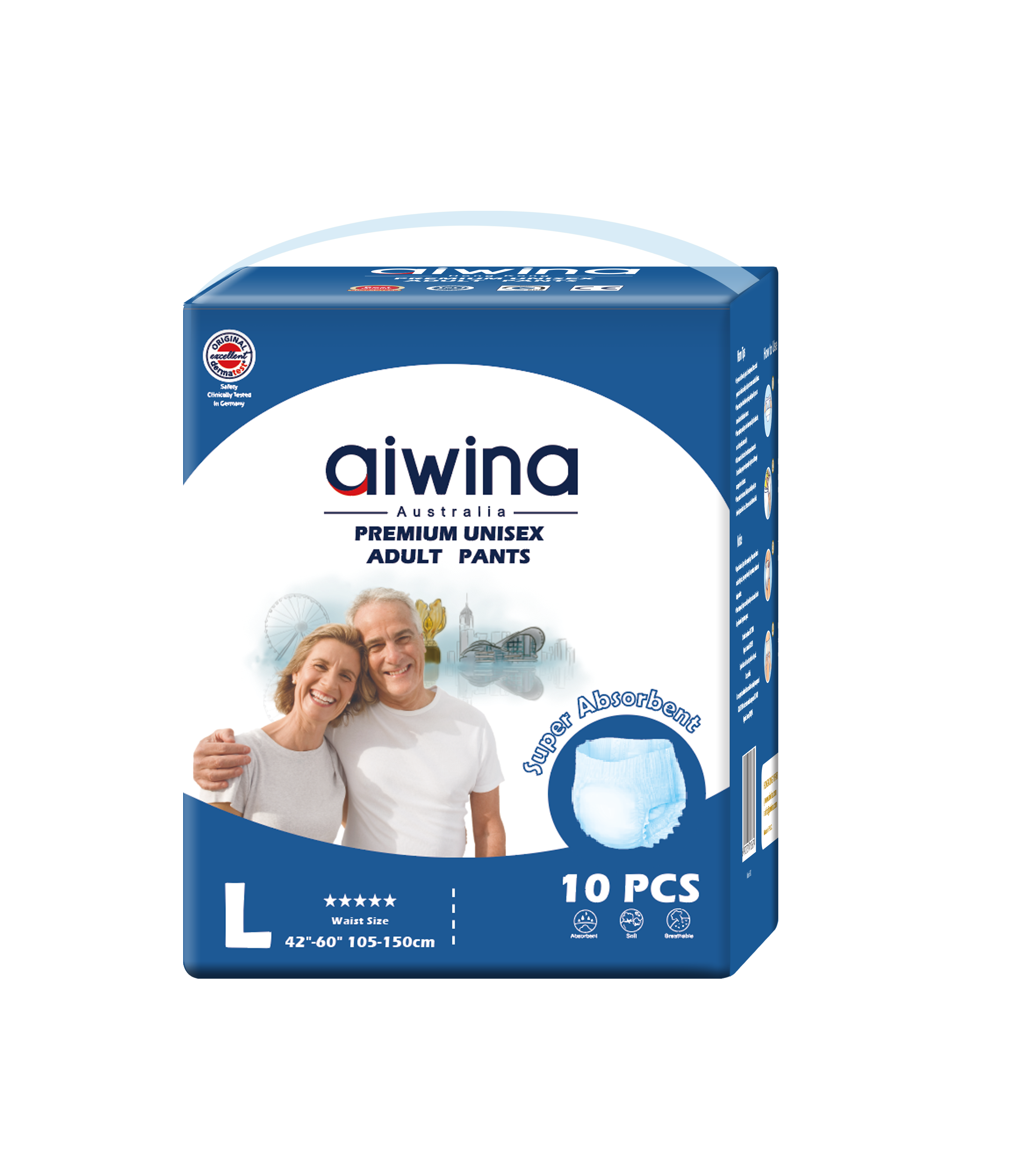 Aiwina Premium Unisex Adult Pull-Up Pants Super Absorbency - 10 Pcs